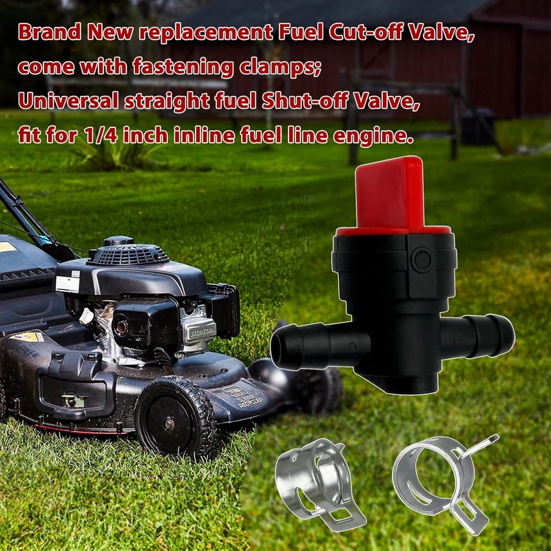 LETAYAR 1/4 Inline Fuel Cut Off Valve Shut Off Valve Straight Gas Valve with Clamps - Image 4